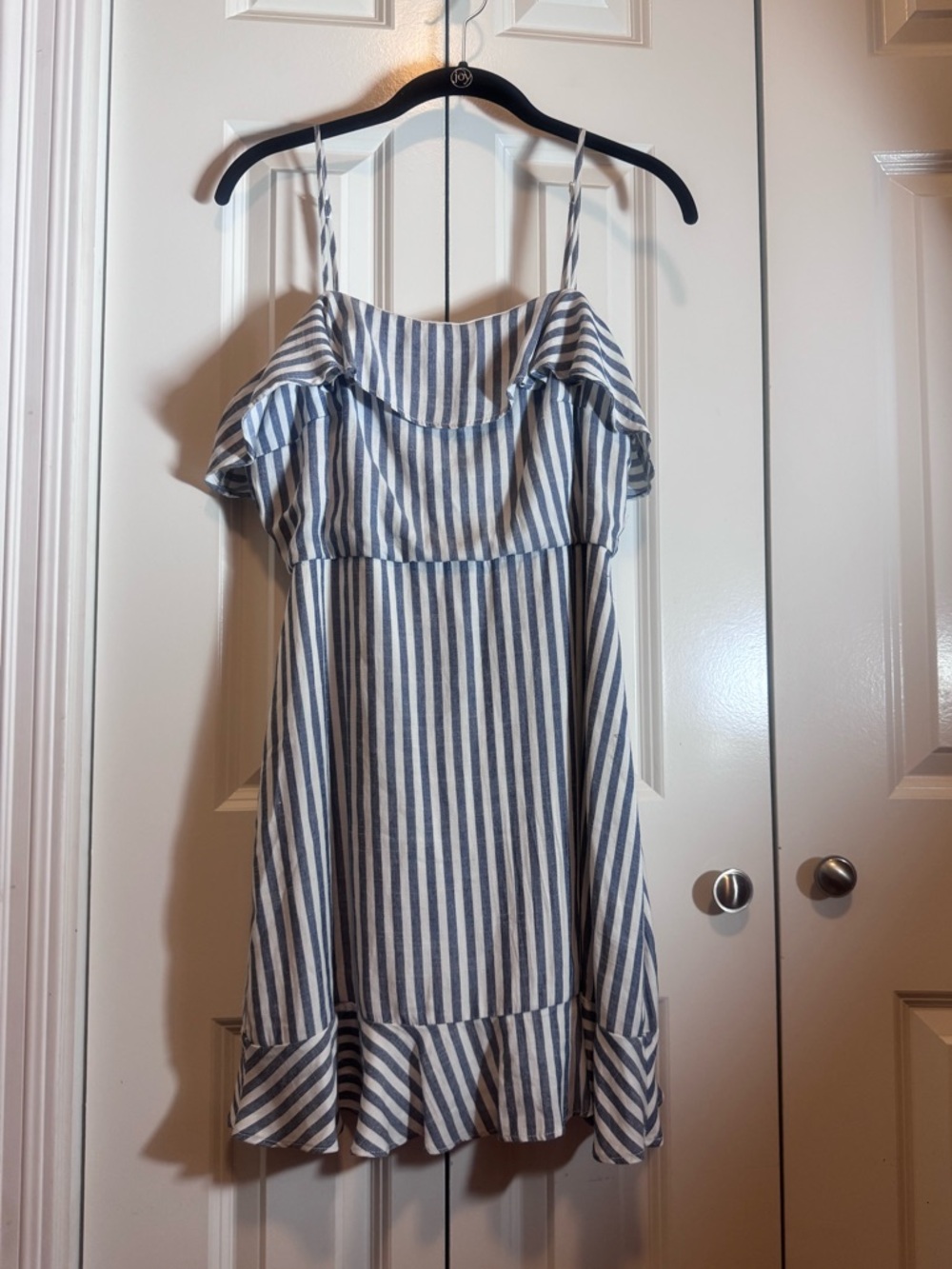 Trixxi Blue White Striped Summer Dress XL Ruffle Strappy Back